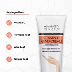 Applying Advanced Clinicals Vitamin C hand lotion to dry hands