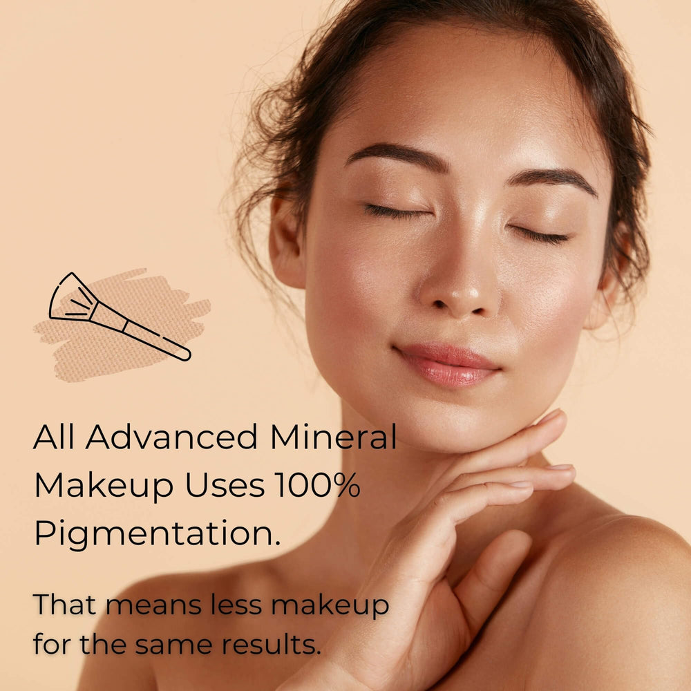 Advanced Mineral Makeup buildable coverage semi-matte finish on skin