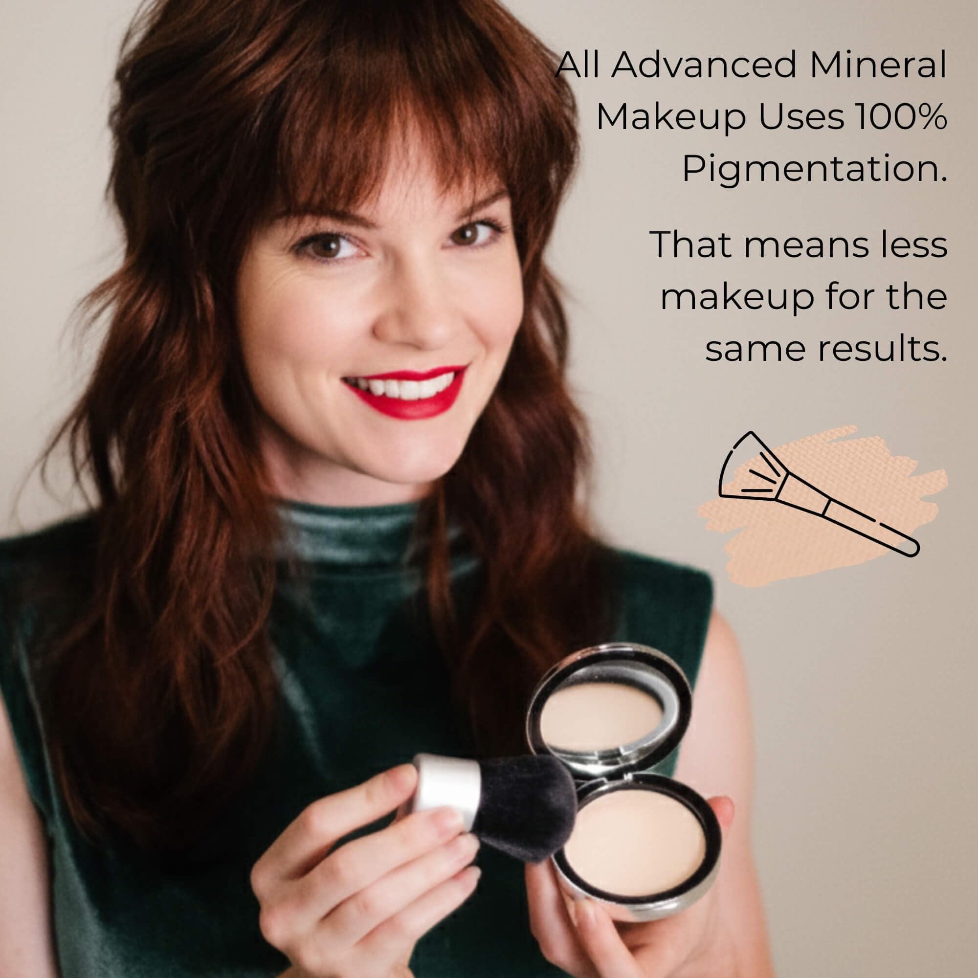 Powder texture close-up highlighting silky, breathable finish of Advanced Mineral Makeup.