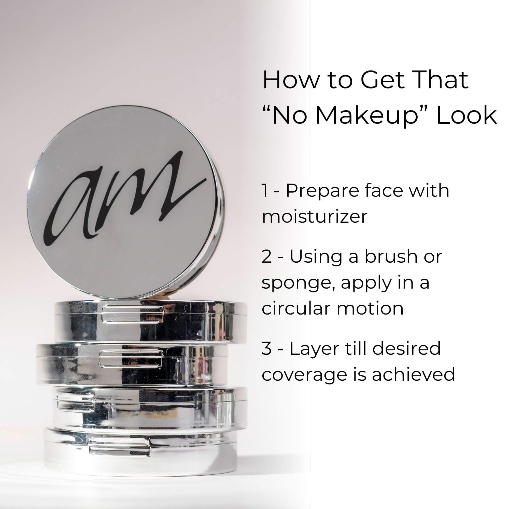 Advanced Mineral Makeup semi-matte finish on skin for a natural look.