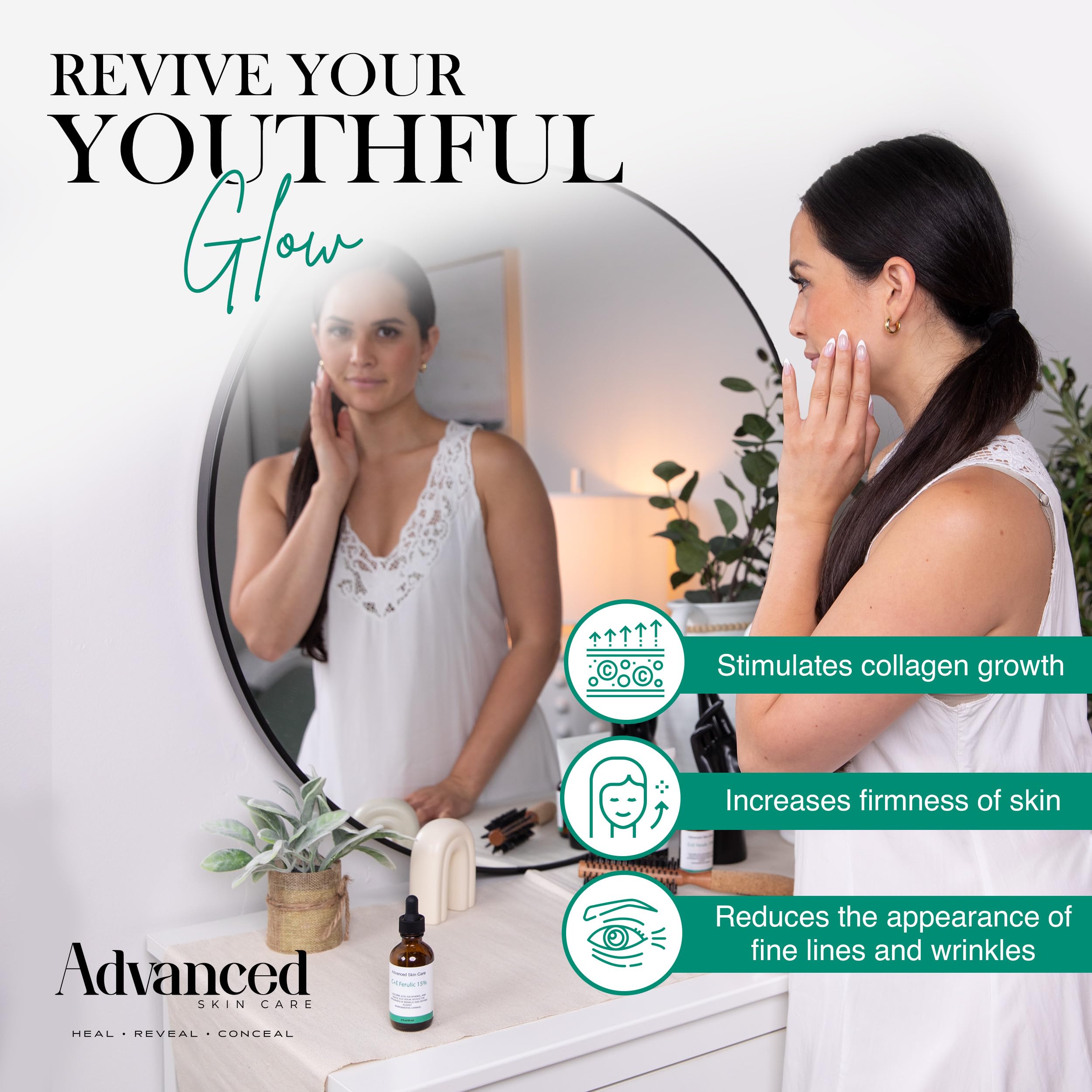 Advanced Skin Care concept image implies even-toned, healthy-looking skin.
