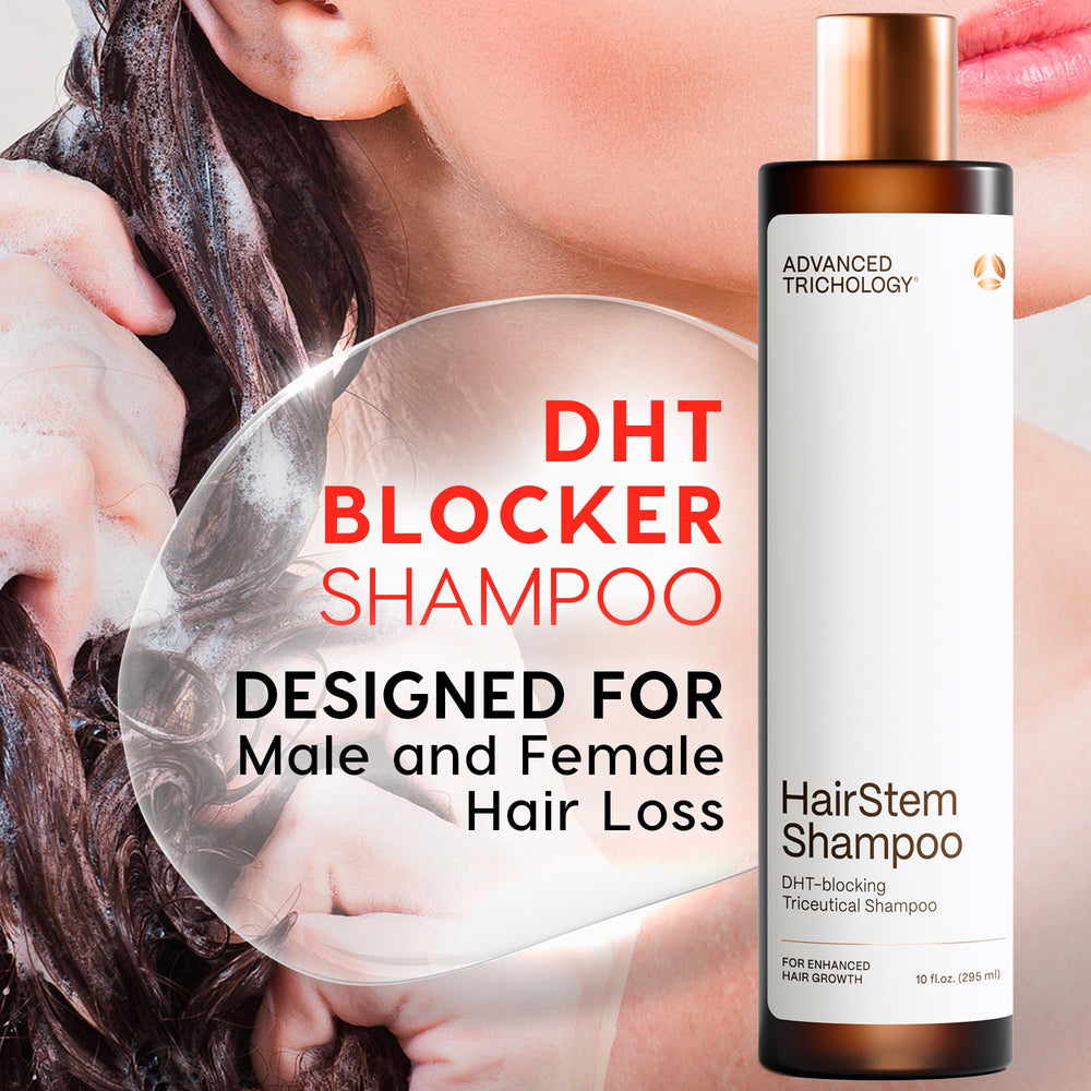 Advanced Trichology HairStem shampoo lather demonstrates gentle cleansing for daily use.