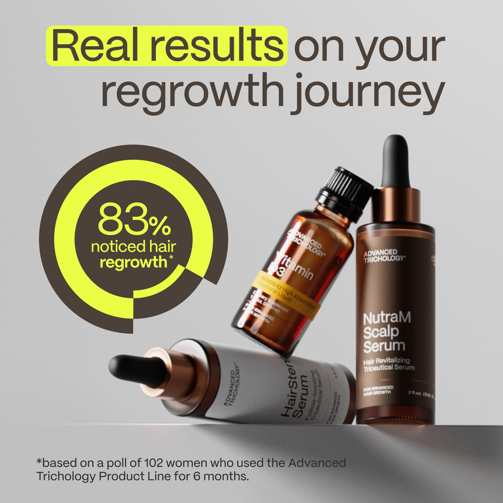 Advanced Trichology NutraM serum texture swatch – light, non-greasy finish for styling.