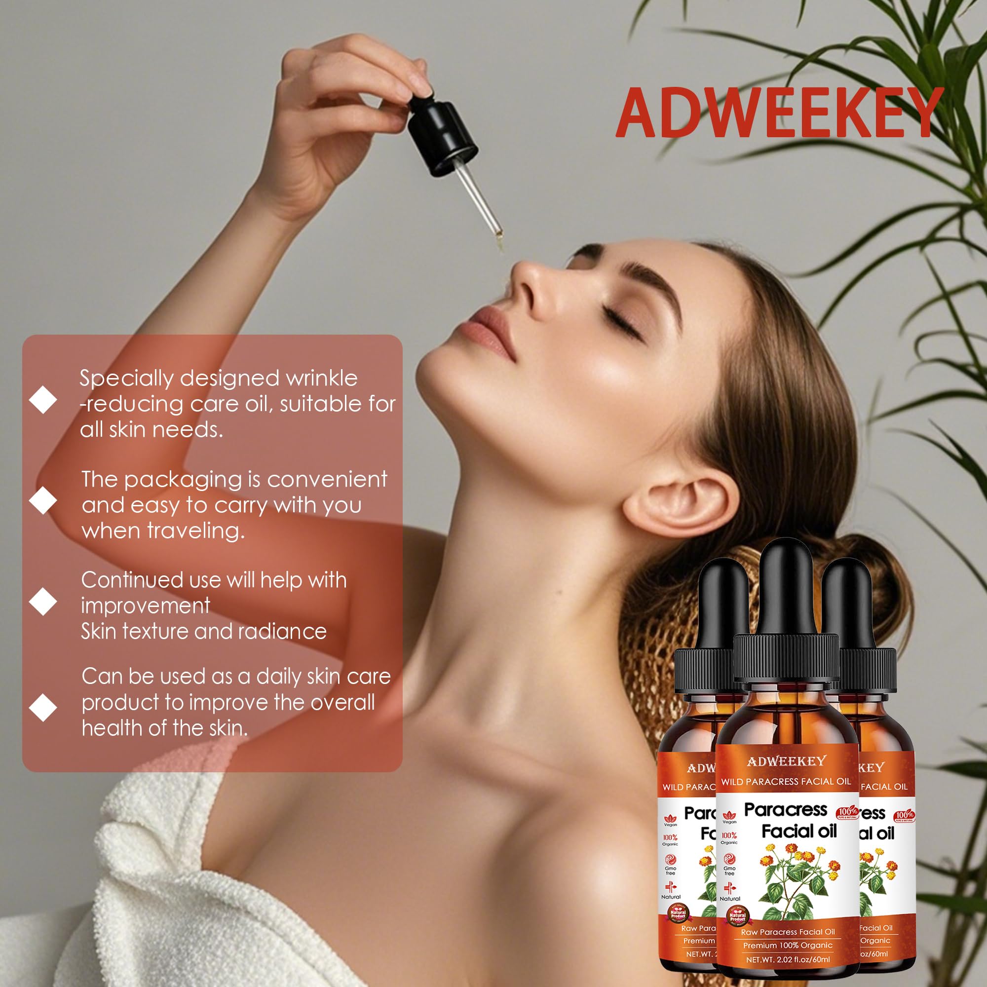 Adweekey Paracress oil on hands, smoothing dry patches