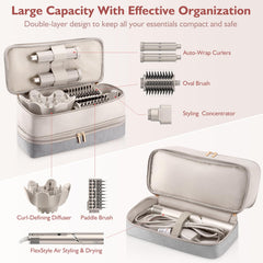 Adworte double-layer case shows two compartments protecting dryer and accessories.