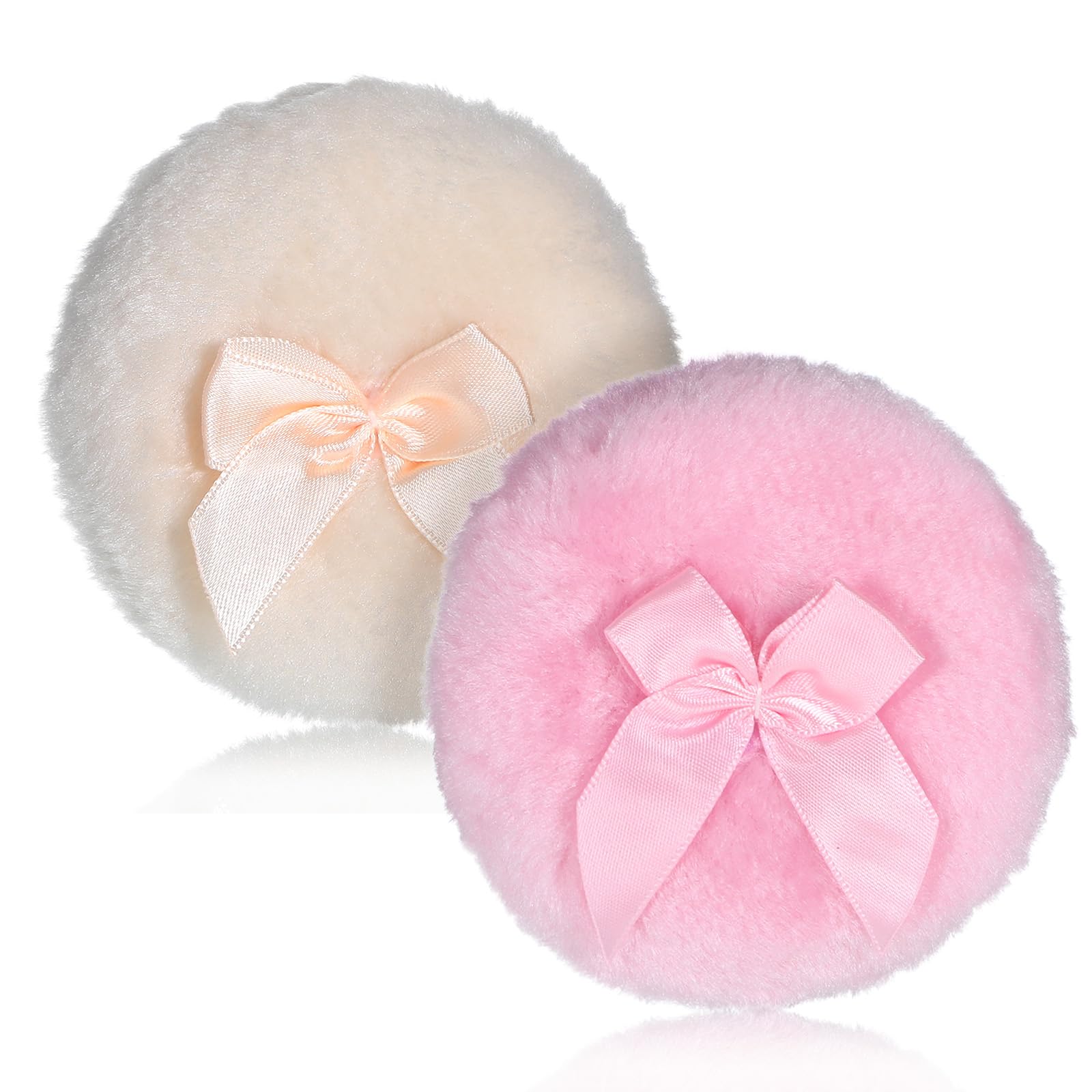 Aeaocvo large fluffy powder puff in yellow, top view for even body powder
