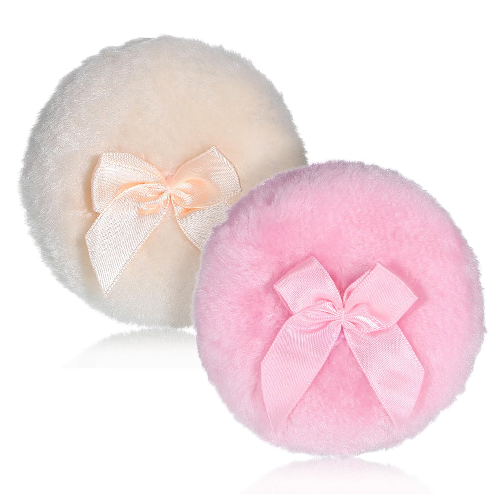 Aeaocvo large fluffy powder puff in yellow, top view for even body powder