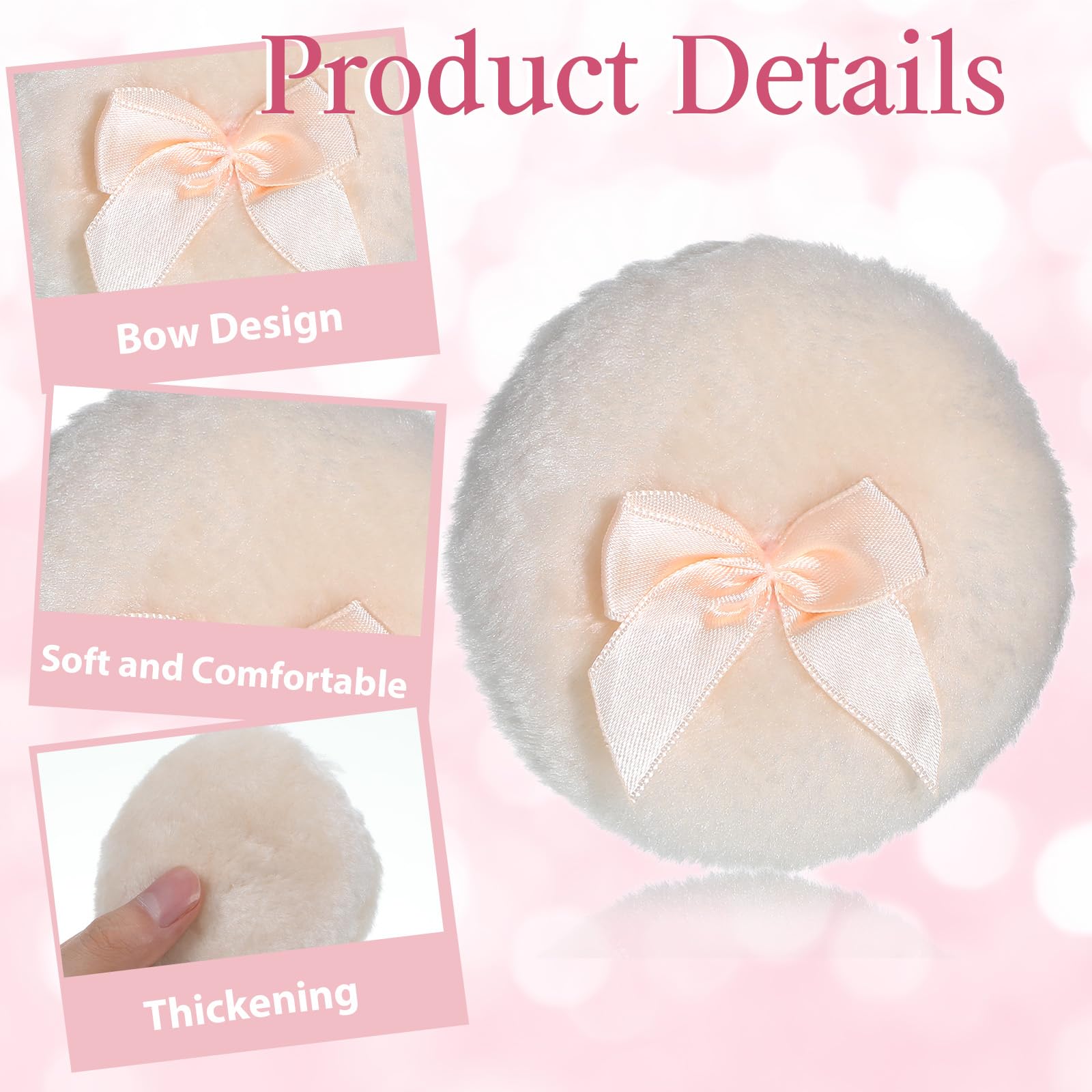 Aeaocvo powder puff with ribbon handle closeup for easy grip
