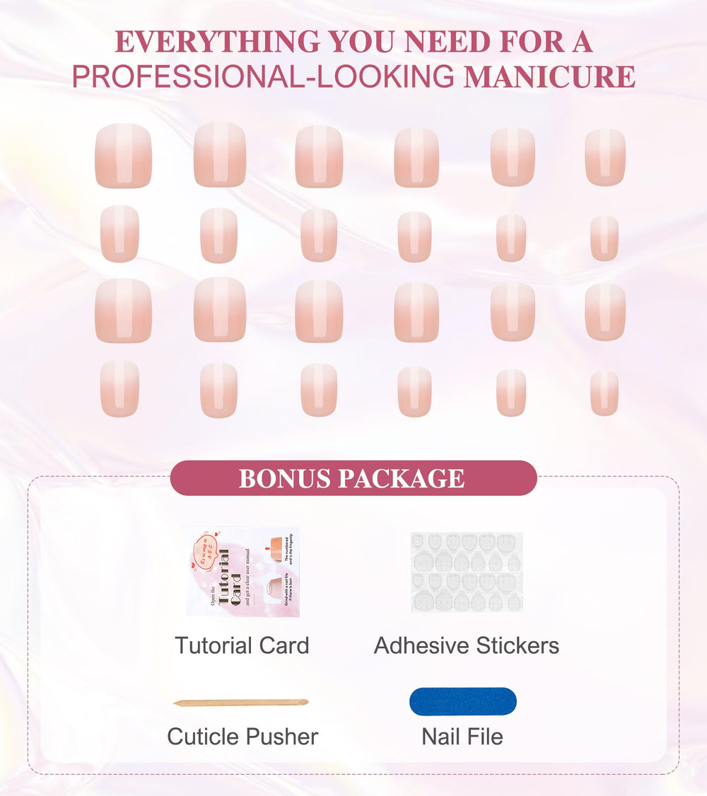 Aegenacess French glue-on kit showing quick, customizable nail art options.