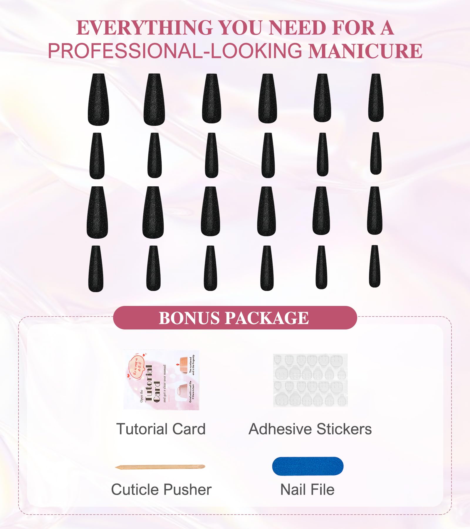 Aegenacess nail kit including cuticle pusher and file for easy at-home manicure.