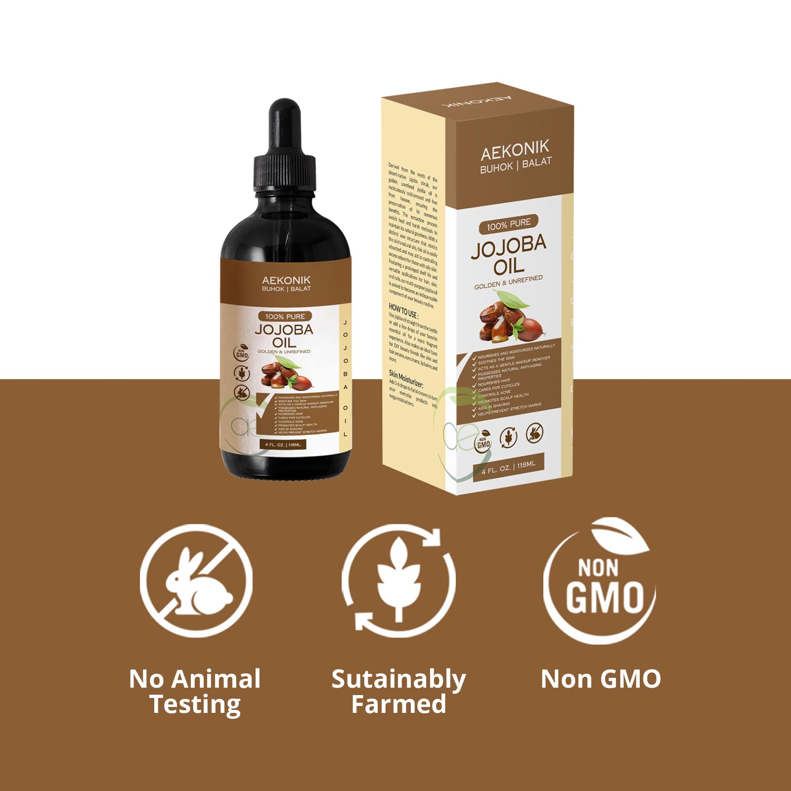 AEKONIK Jojoba Oil suitable for body care and dry patch relief