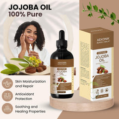 AEKONIK Jojoba Oil label highlights organic, non-GMO, vegan, cruelty-free credentials