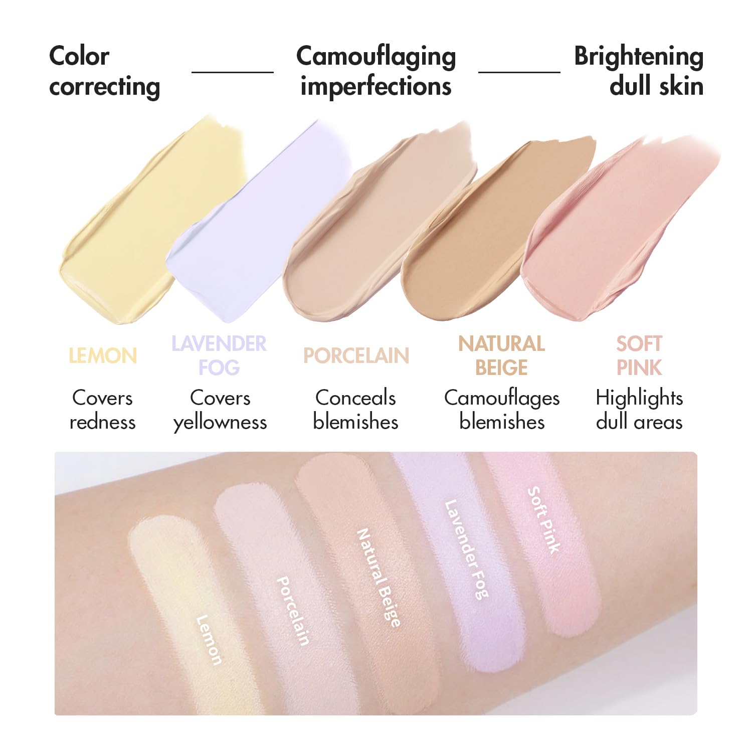 AEKYUNGLUNA LUNA Conceal Palette swatches lemon for brightening and color correction.