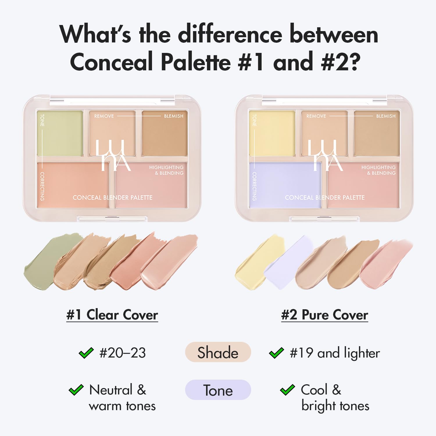 AEKYUNGLUNA LUNA Conceal Palette swatches natural beige for seamless blending.