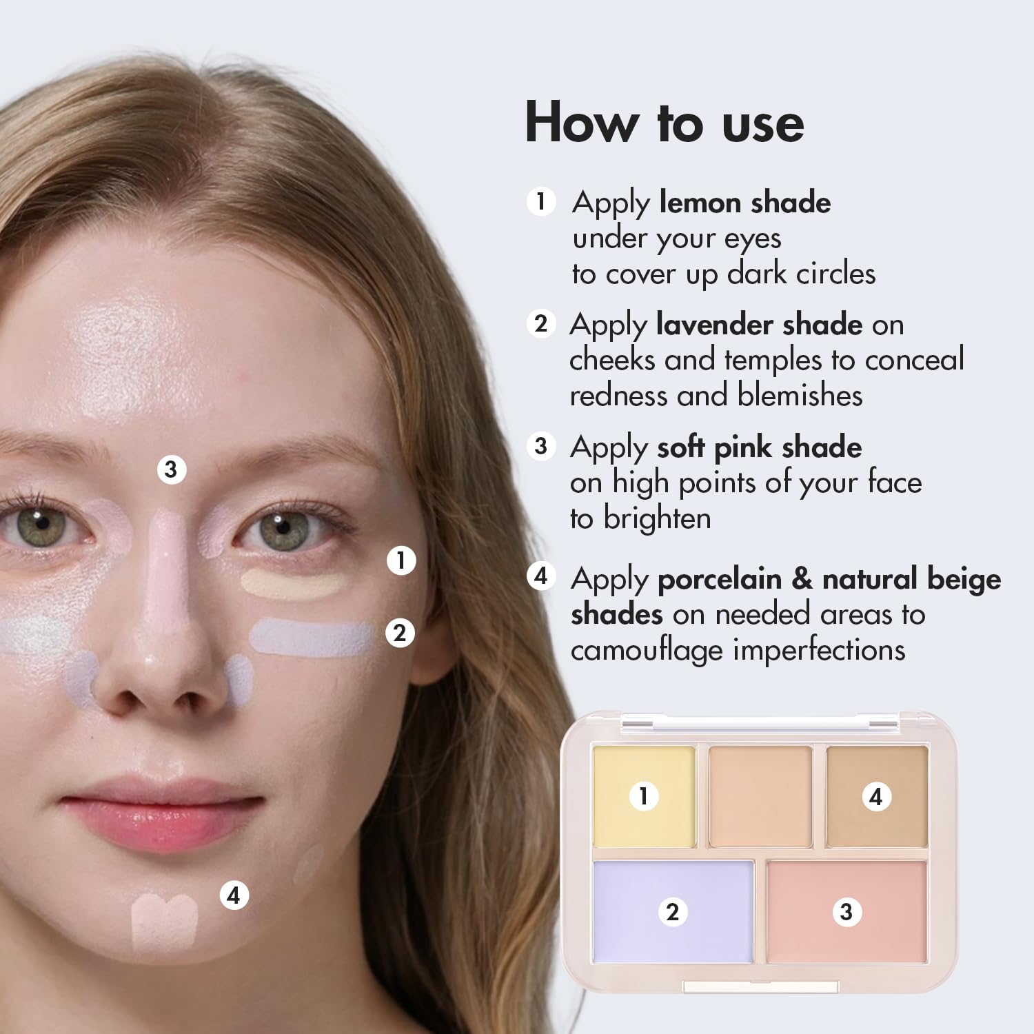 AEKYUNGLUNA LUNA Conceal Palette swatches soft pink for rosier, fresh-looking skin.