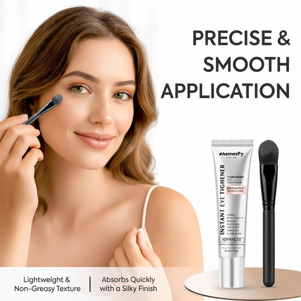 Aemerry Instant Eye Tightener brush application for even coverage and fast smoothing.