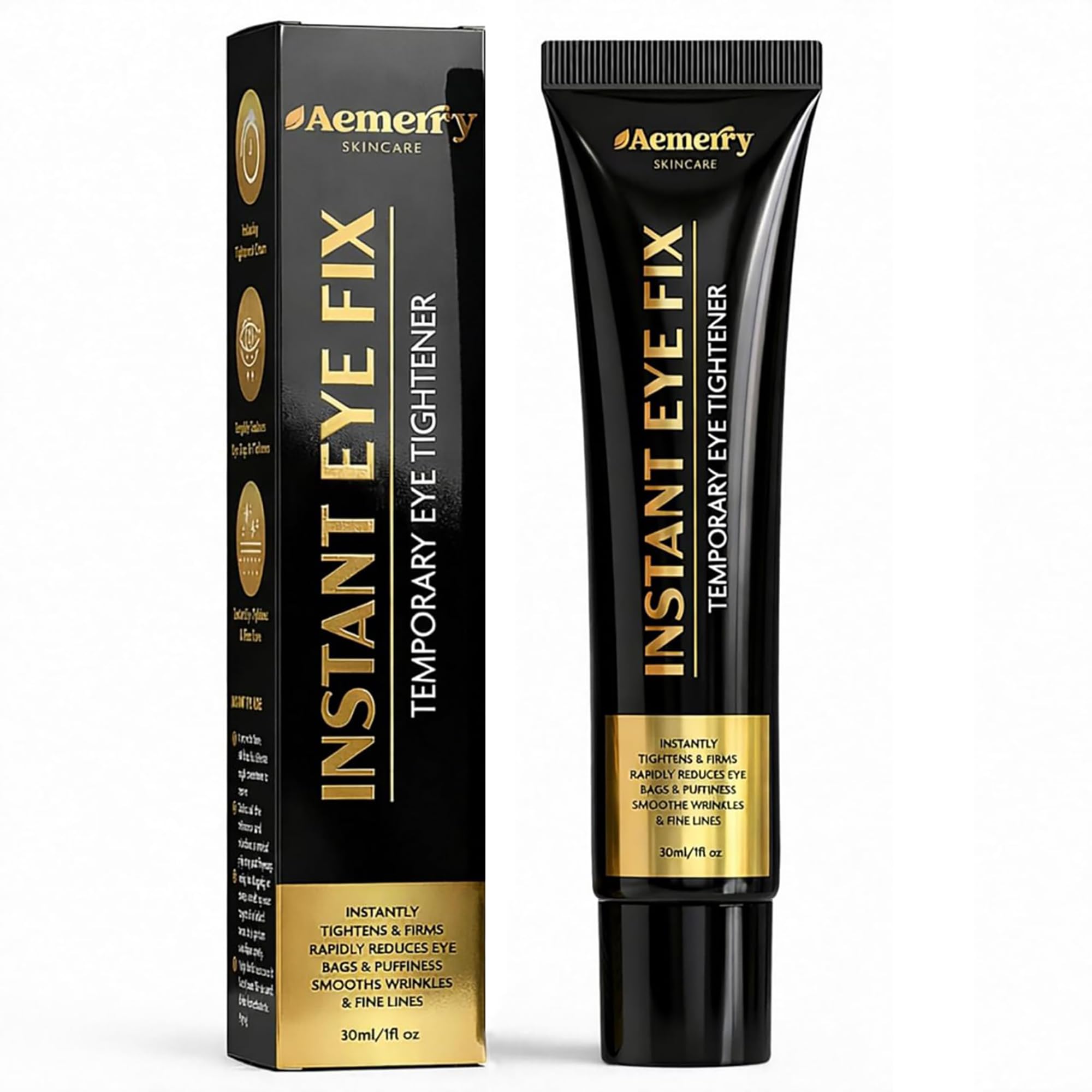 Aemerry Instant Eye Tightener Cream jar shows quick under-eye lift