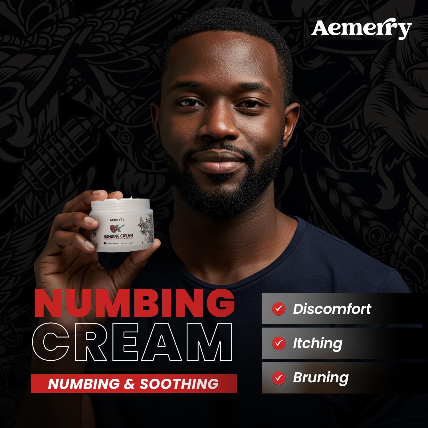 Aemerry Numbing Cream applied to the hand for targeted care.