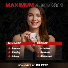 Cream texture appears non-greasy and fragrance-free for comfort.