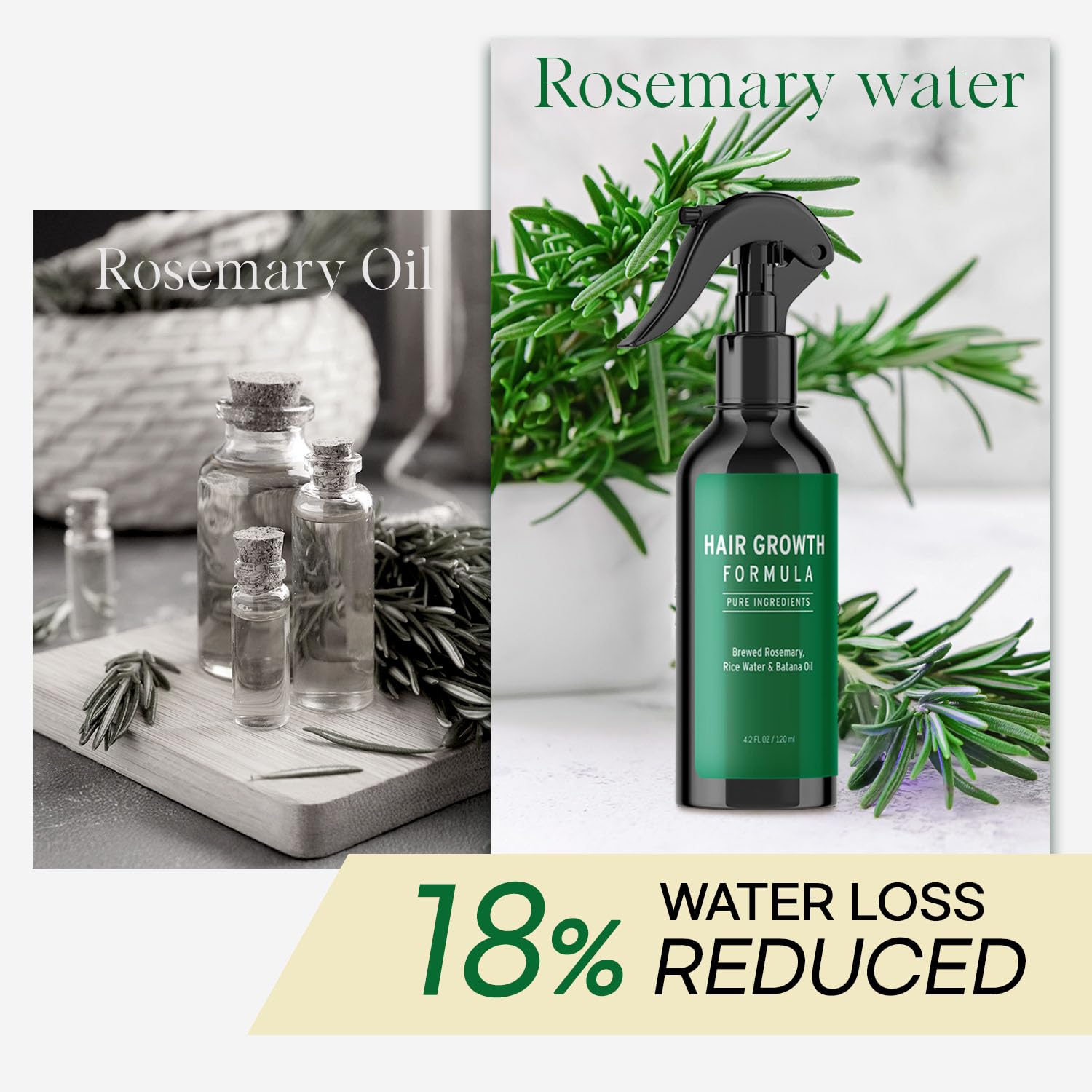 Aemerry Rosemary Water Spray being sprayed for scalp care
