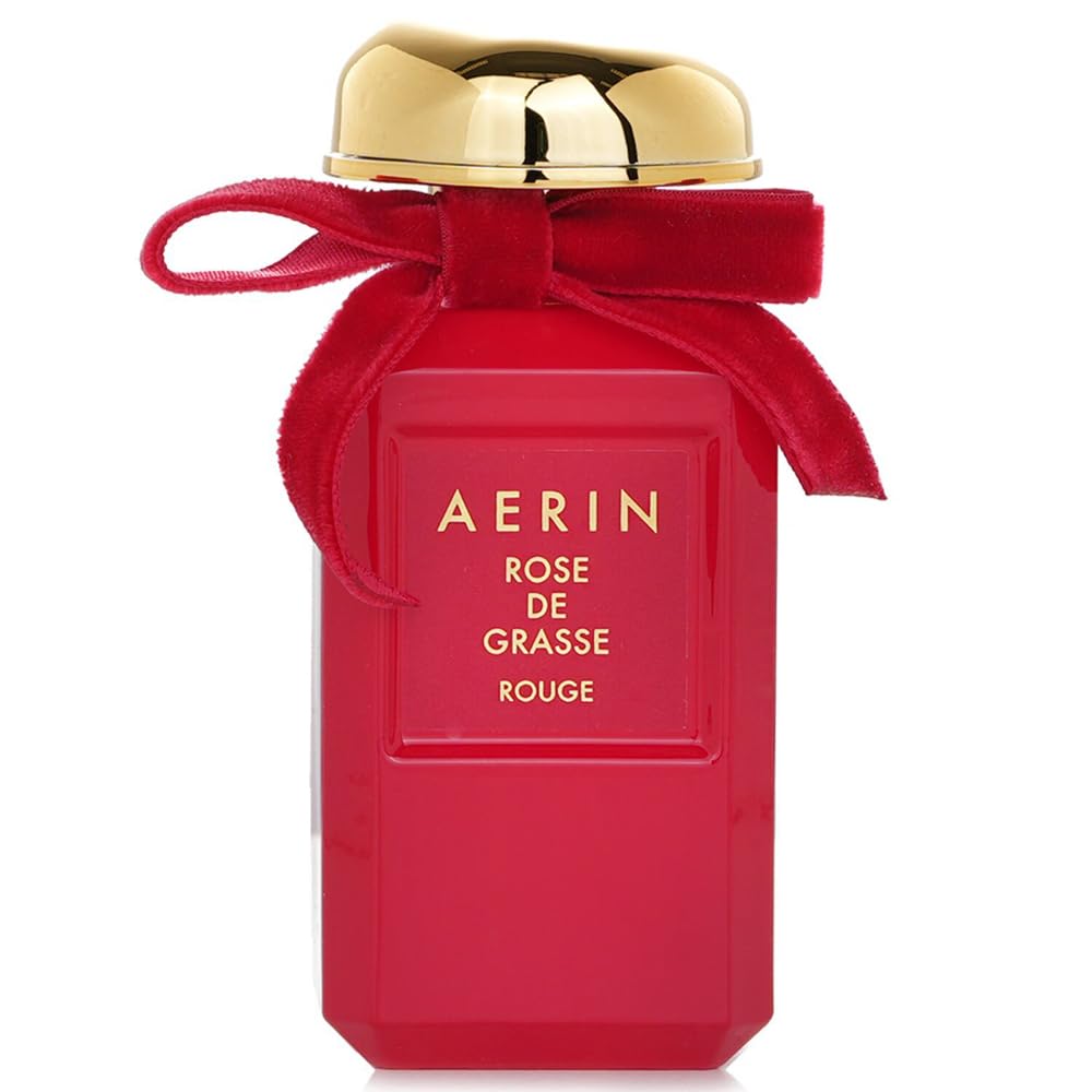 AERIN Rose de Grasse Rouge perfume bottle—refined packaging and a long-lasting fragrance.