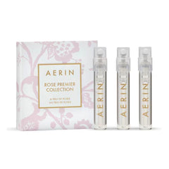AERIN Rose Premier Collection trio packaging featuring three mini fragrances for gifting