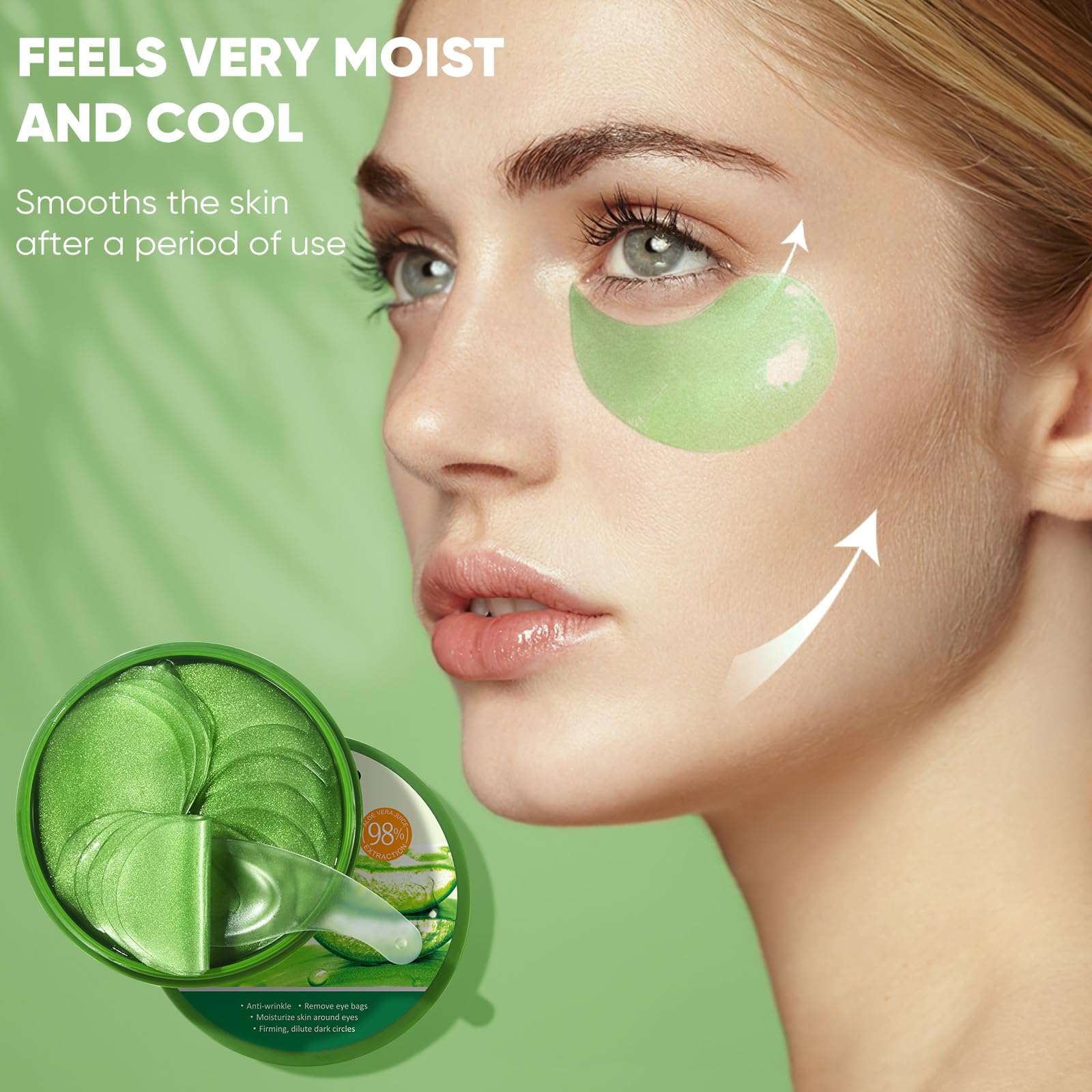 Aero Zen Aloe Vera Eye Mask applied under the eyes for hydration