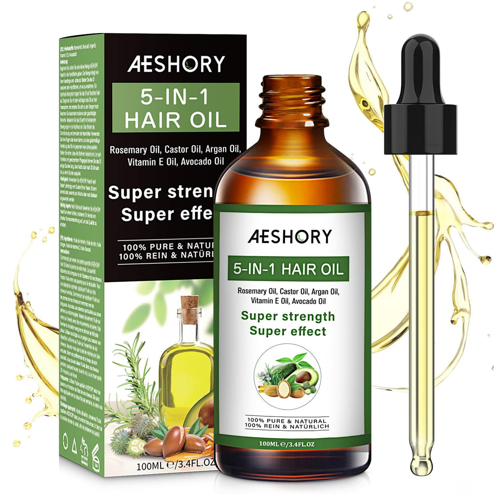 Aeshory Hair Oil rosemary bottle promotes invigorating scalp care and nourishment.