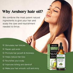 Aeshory Hair Oil vitamin E detail shows antioxidant scalp care.