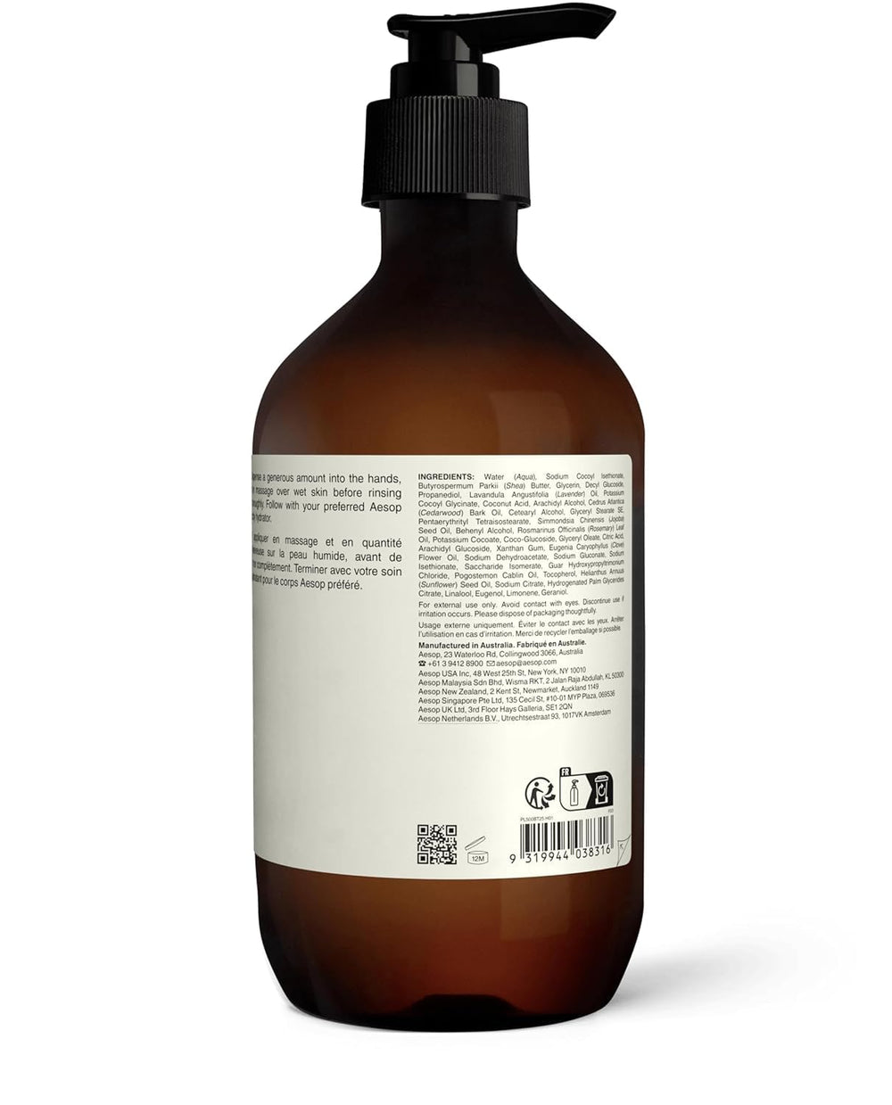 Aesop Eleos Nourishing Body Cleanser pack of 3 for consistent care.