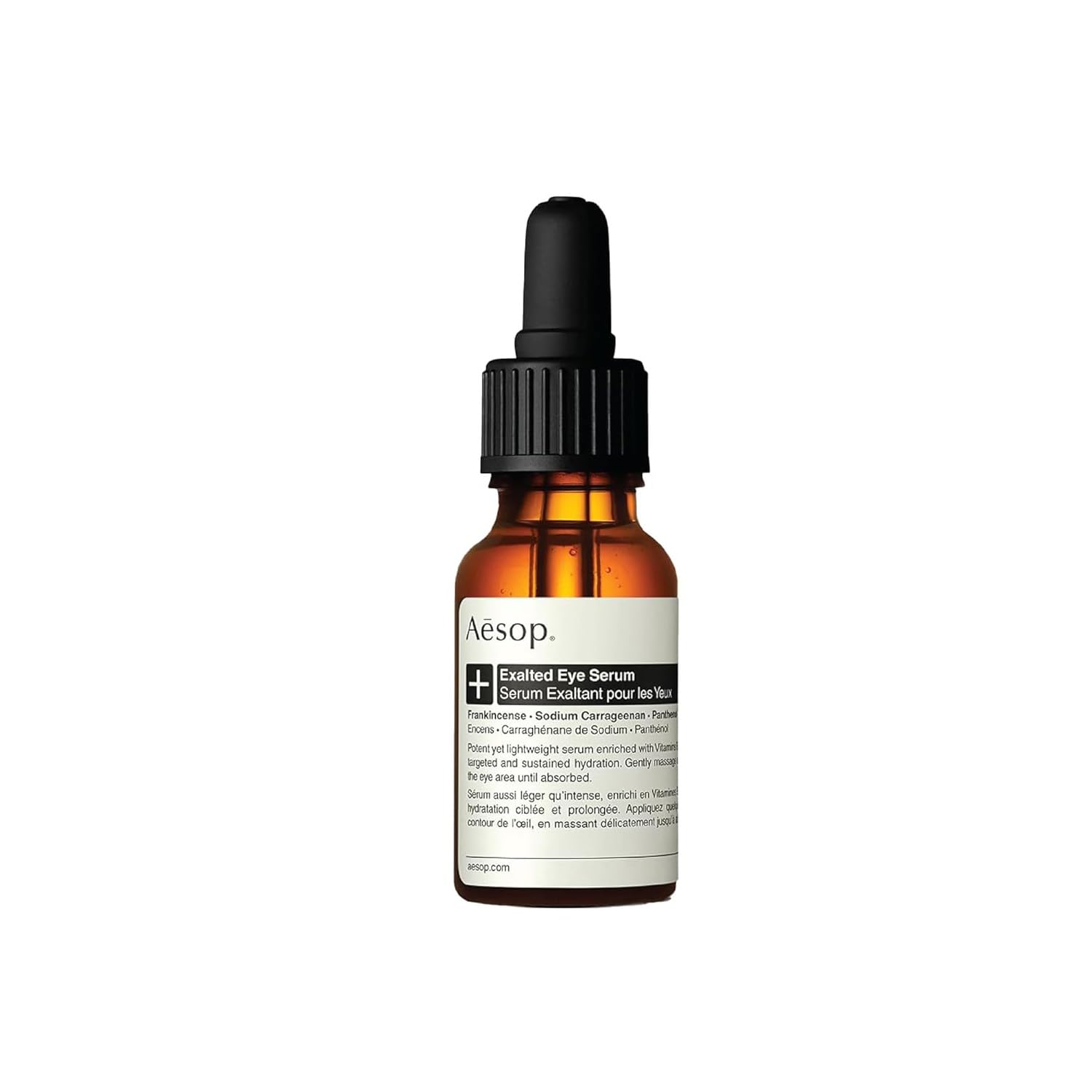 Aesop Exalted Eye Serum bottle pump for easy daily hydration near the eyes