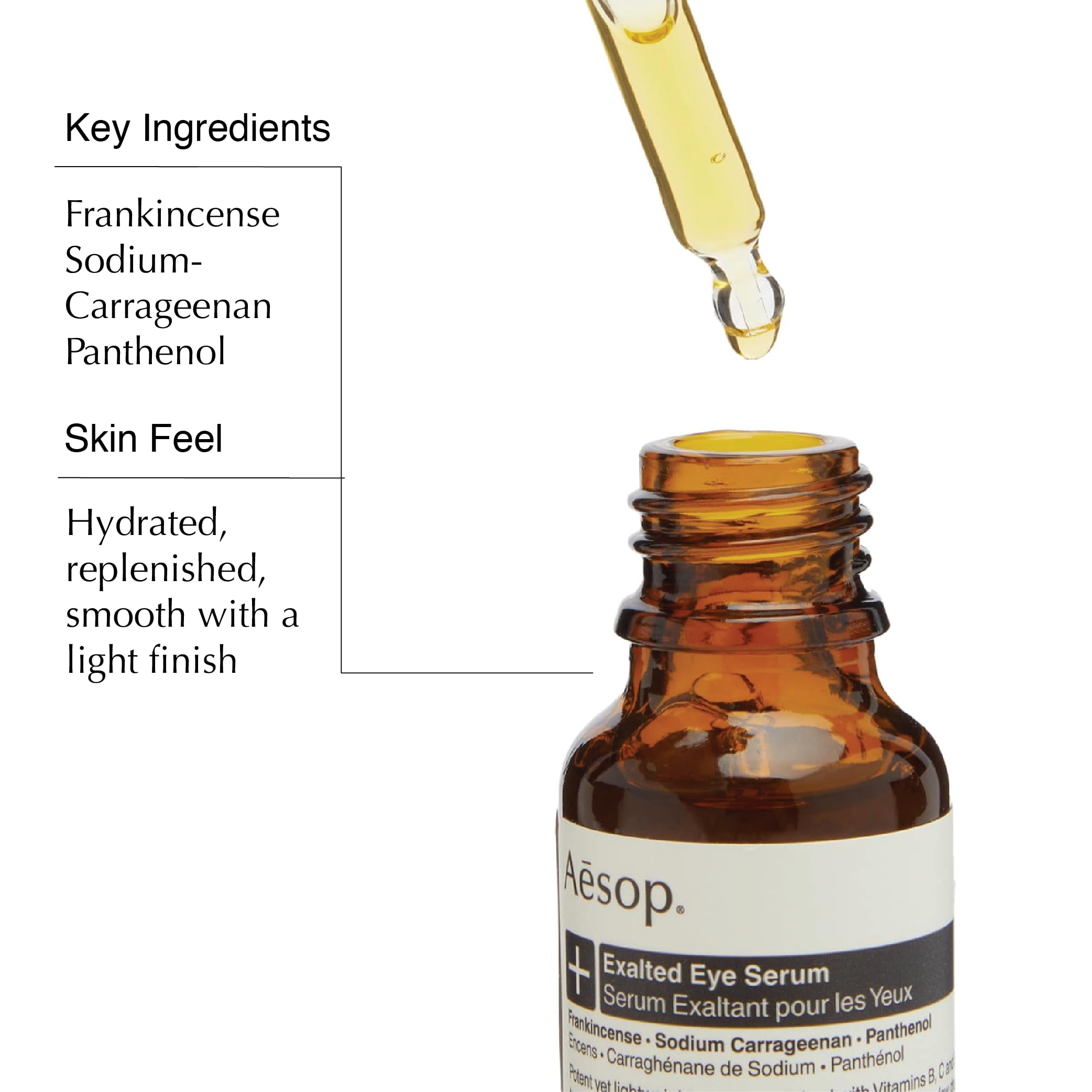 Aesop Exalted Eye Serum applied around the eye area