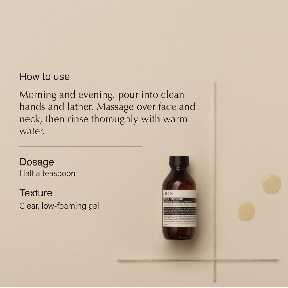 Aesop Fabulous Face Cleanser lather forms on the skin.