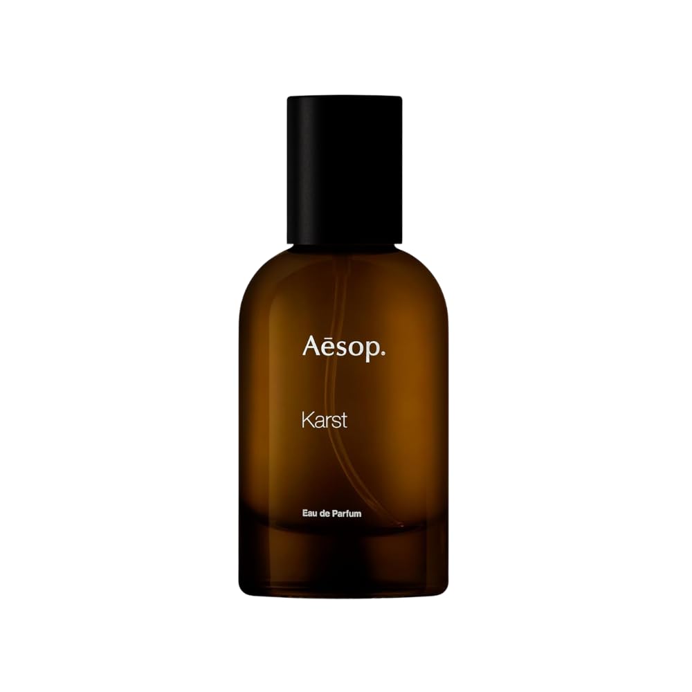 Aesop Karst bottle front view suggesting fresh outdoor notes for everyday elegance
