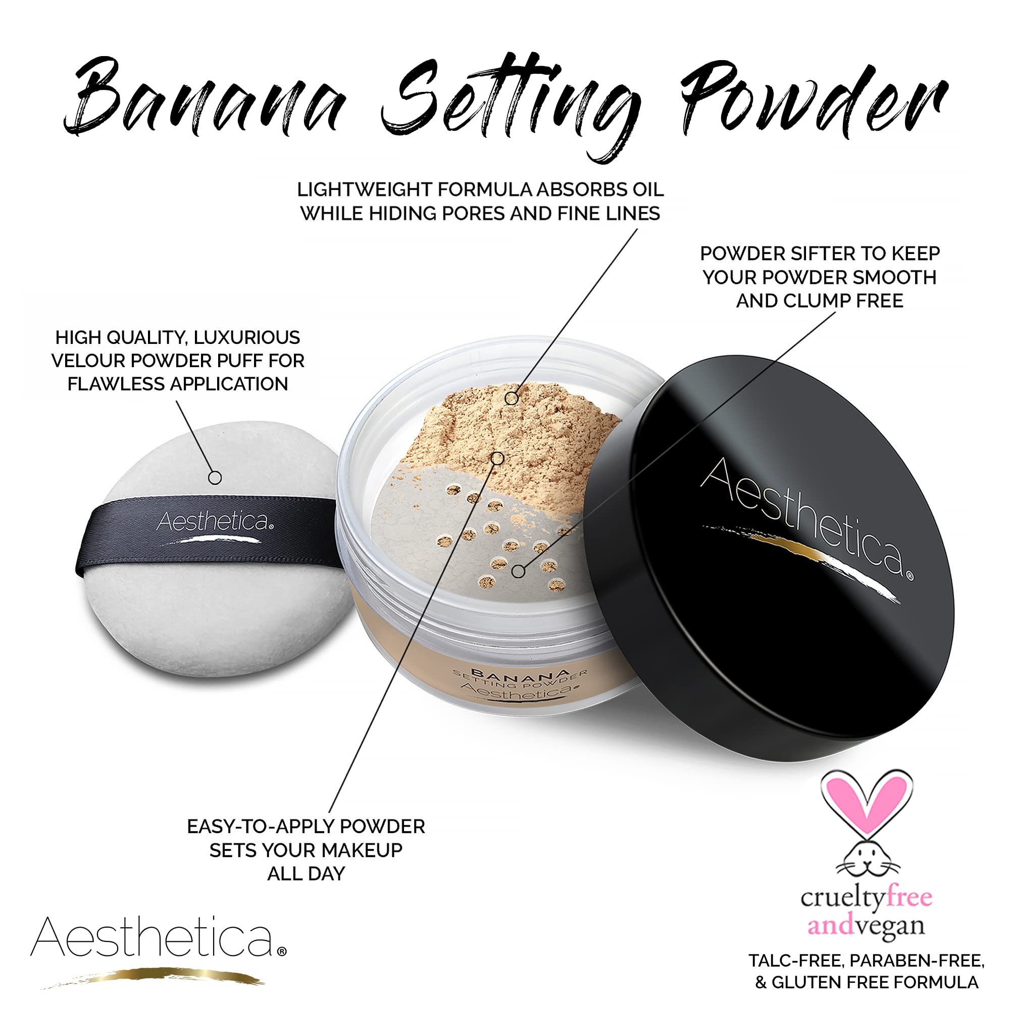 Aesthetica Banana Loose Setting Powder close-up of fine, soft texture