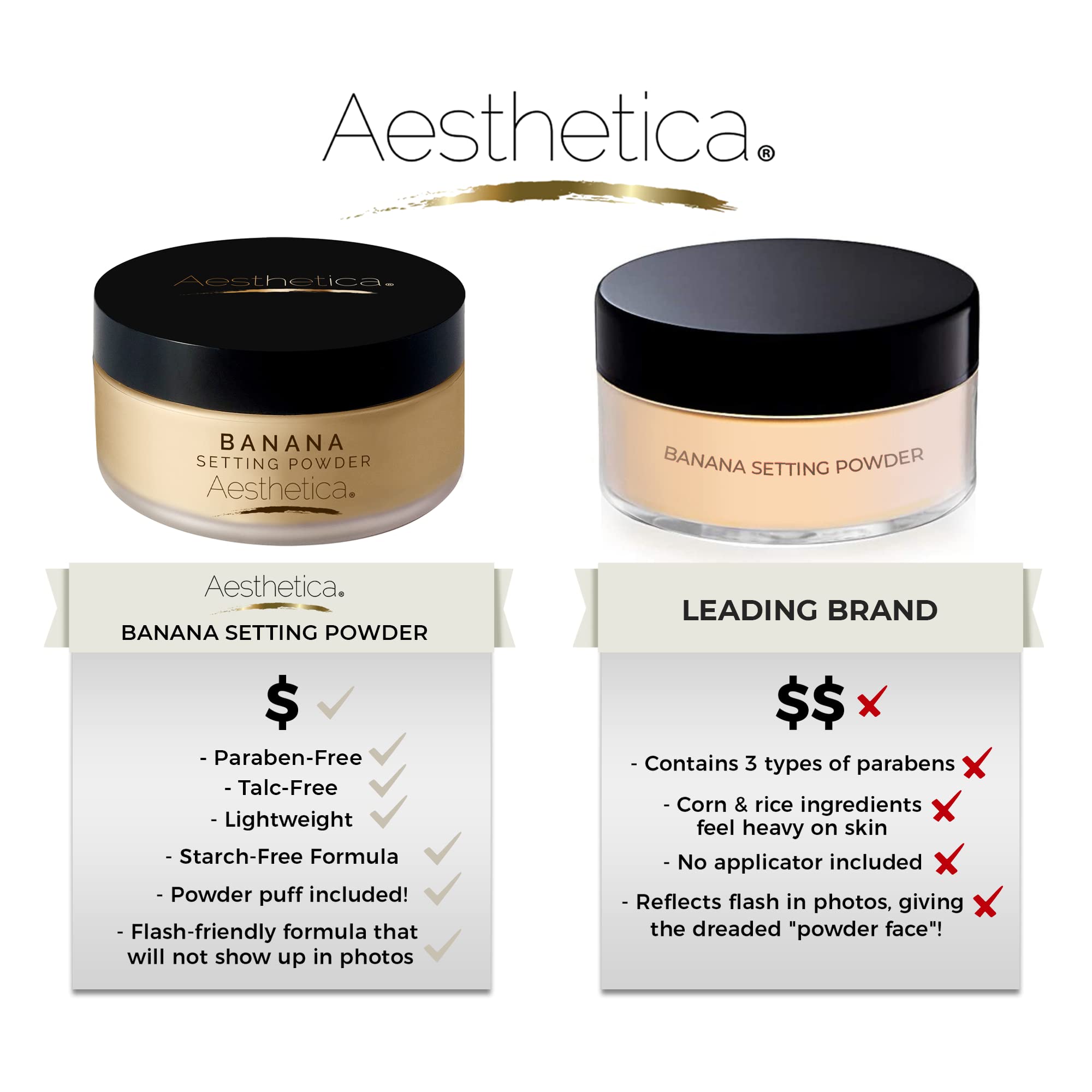 Aesthetica Banana Loose Setting Powder compact open showing banana tint