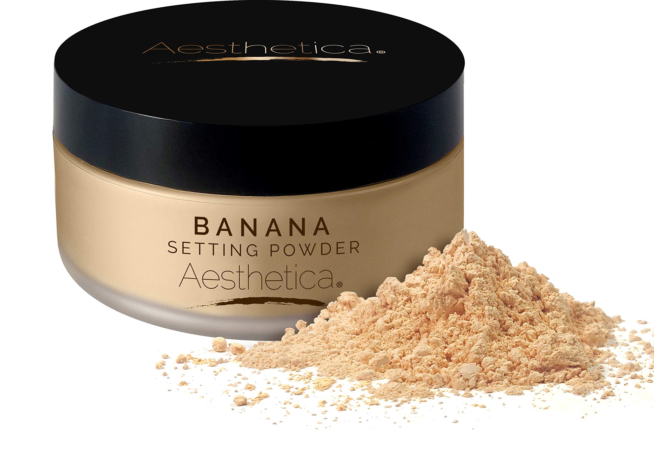Aesthetica Banana Loose Setting Powder with puff for matte, long-lasting wear