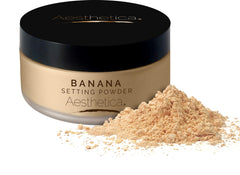 Aesthetica Banana Loose Setting Powder with puff for matte, long-lasting wear