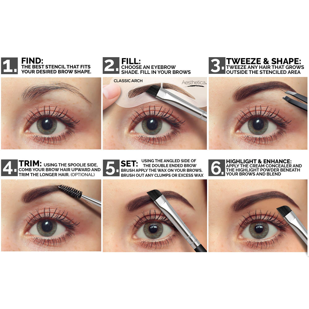 Aesthetica Brow Contour Kit brush and spoolie included for smooth, controlled application.
