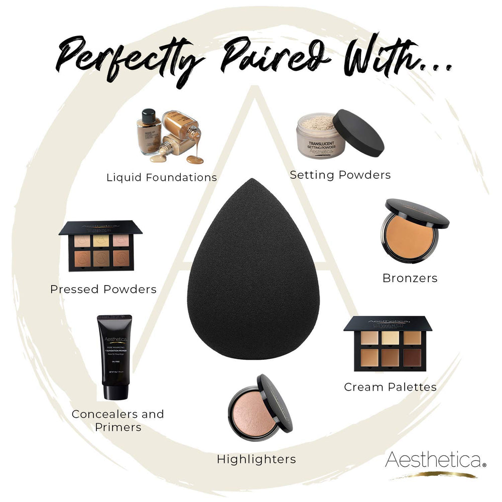 Aesthetica beauty sponge vegan cruelty-free for ethical makeup application.