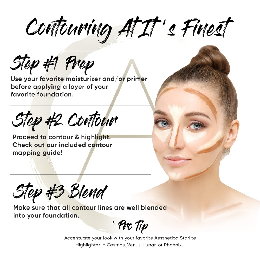 Aesthetica Cream Contour Kit shade range for contour and highlight versatility.