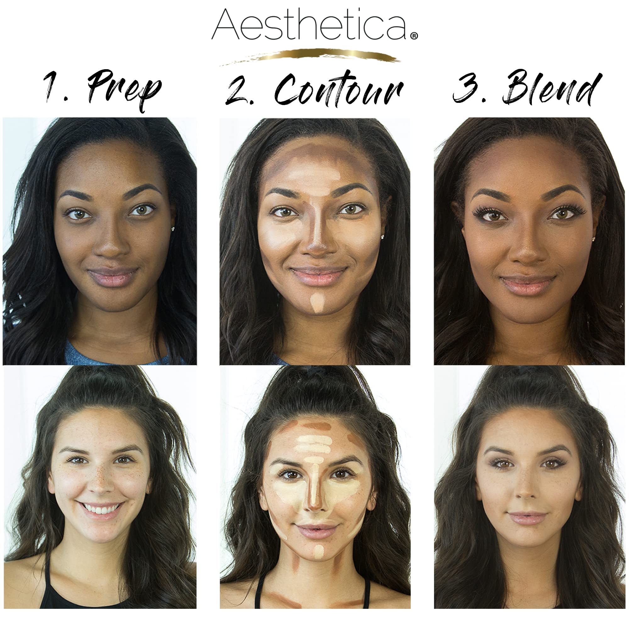 Aesthetica Cream Contour Kit travel-sized mirrored case for on-the-go contouring.