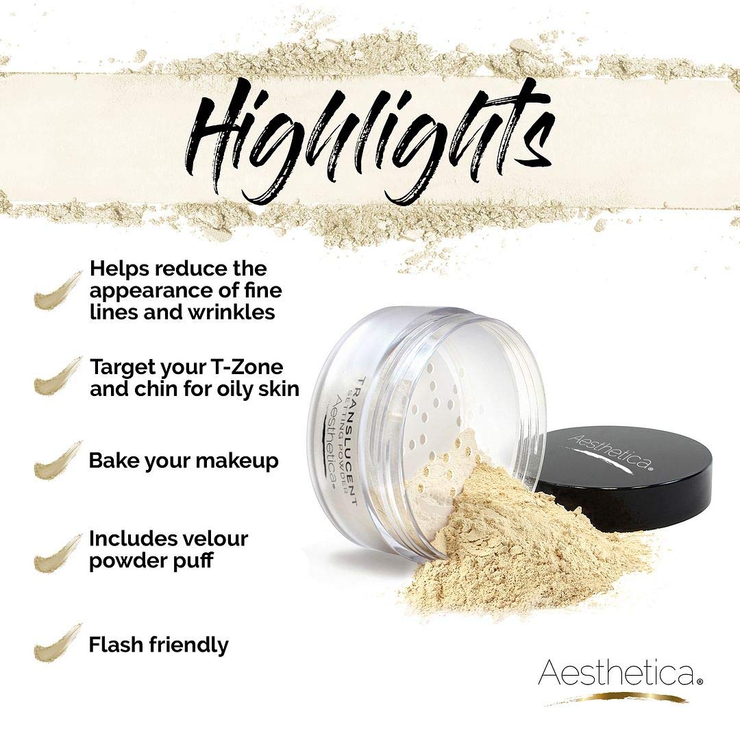 Aesthetica Translucent Setting Powder on skin delivering a matte, natural look.