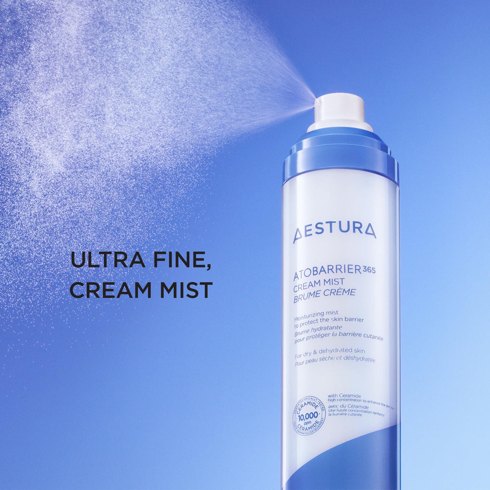 Mist applied on skin with AESTURA ATOBARRIER365 for daytime hydration