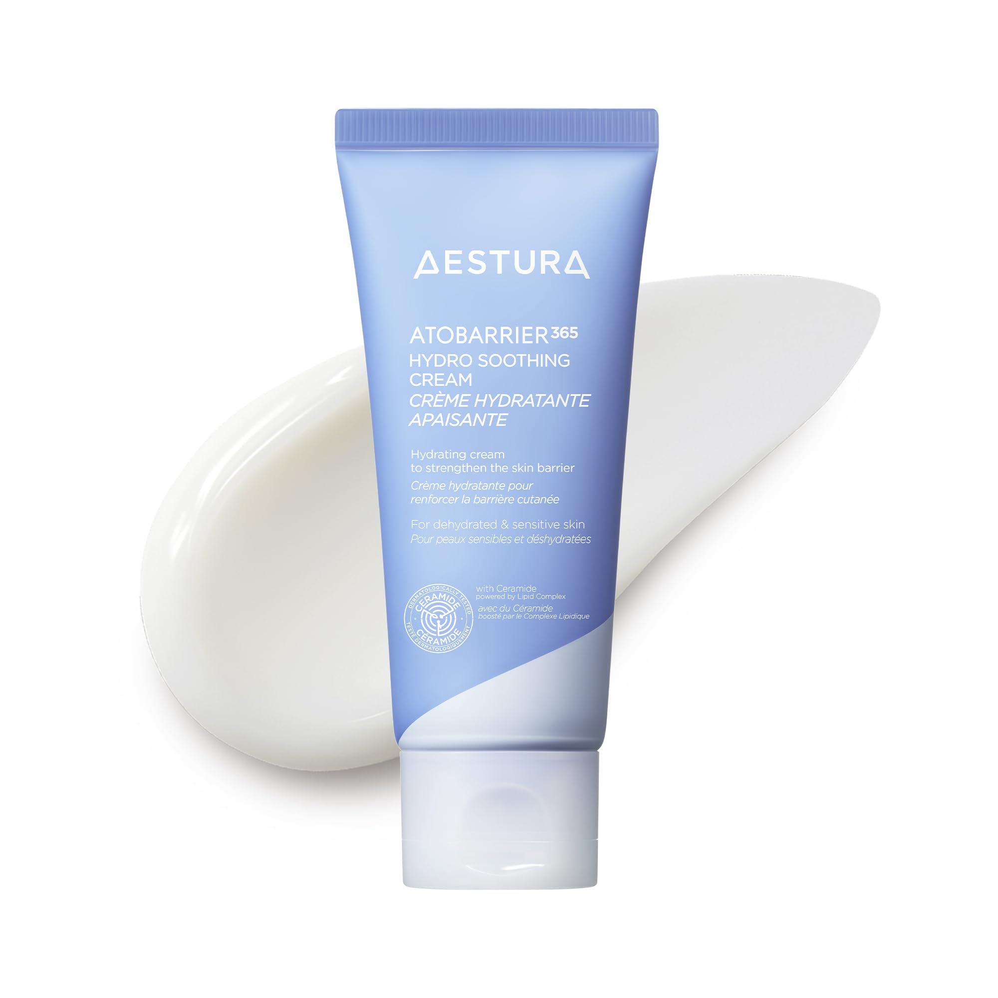 AESTURA ATOBARRIER365 hydro gel cream bottle showing lightweight hydration for sensitive skin