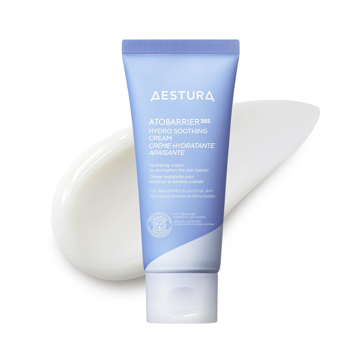 AESTURA ATOBARRIER365 hydro gel cream bottle showing lightweight hydration for sensitive skin