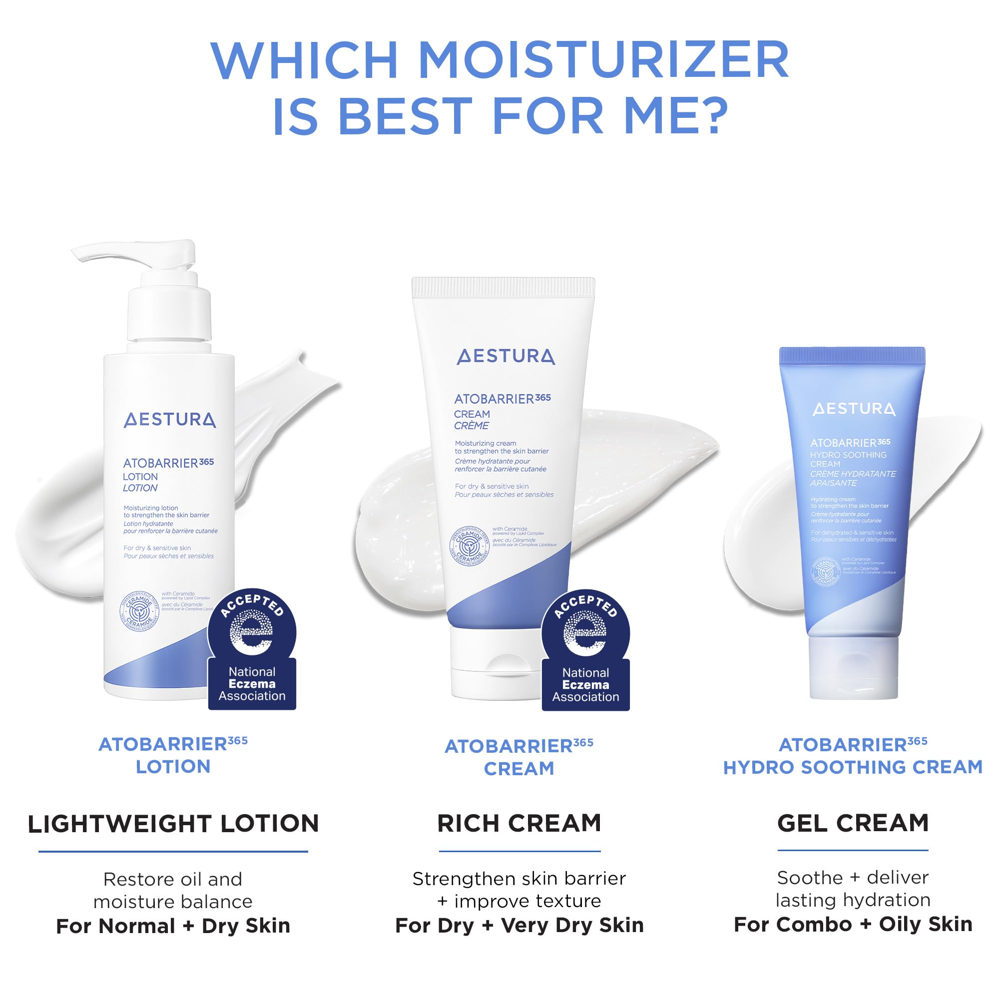 AESTURA ATOBARRIER365 derm-tested logo indicating sensitive-skin compatibility.