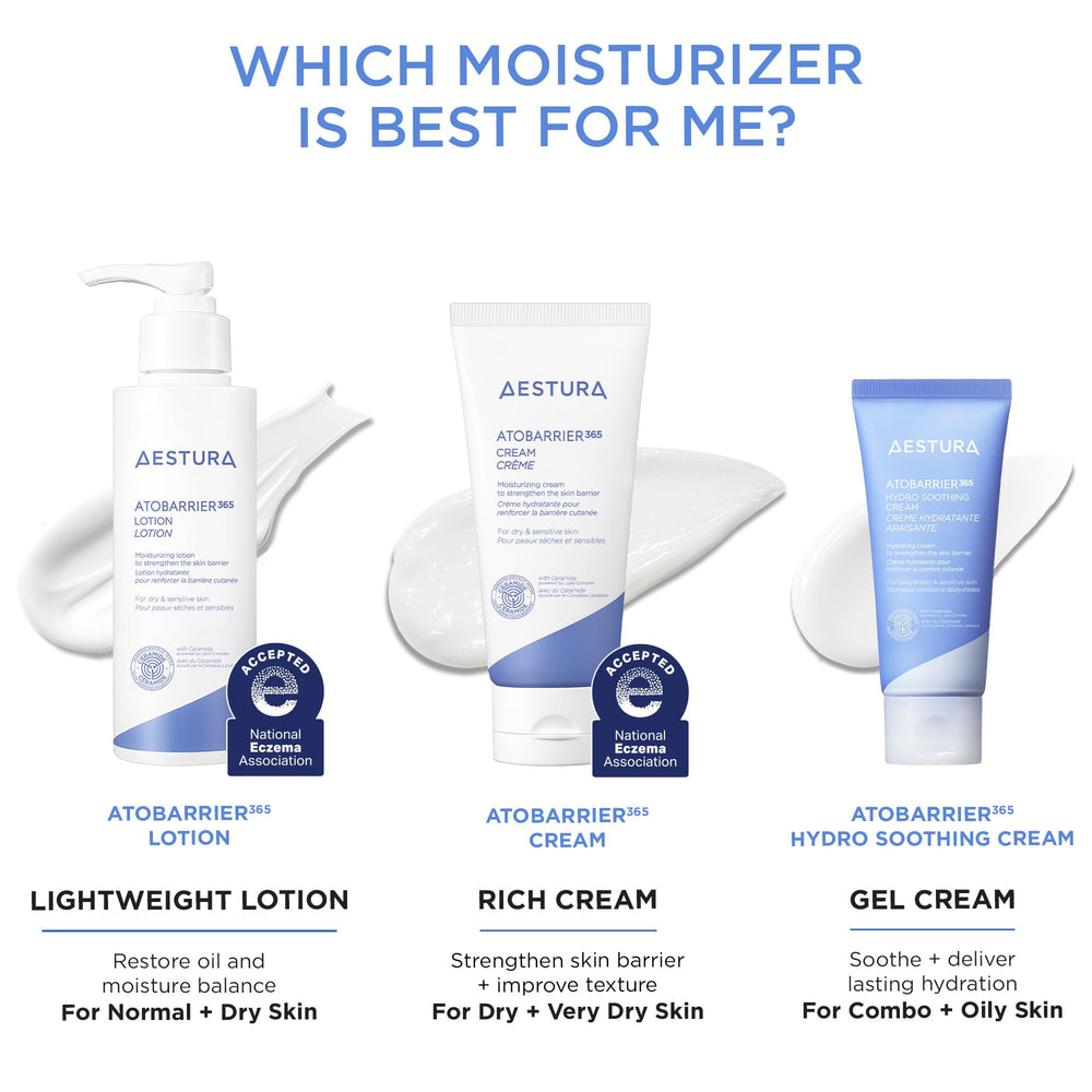 AESTURA ATOBARRIER365 derm-tested logo indicating sensitive-skin compatibility.