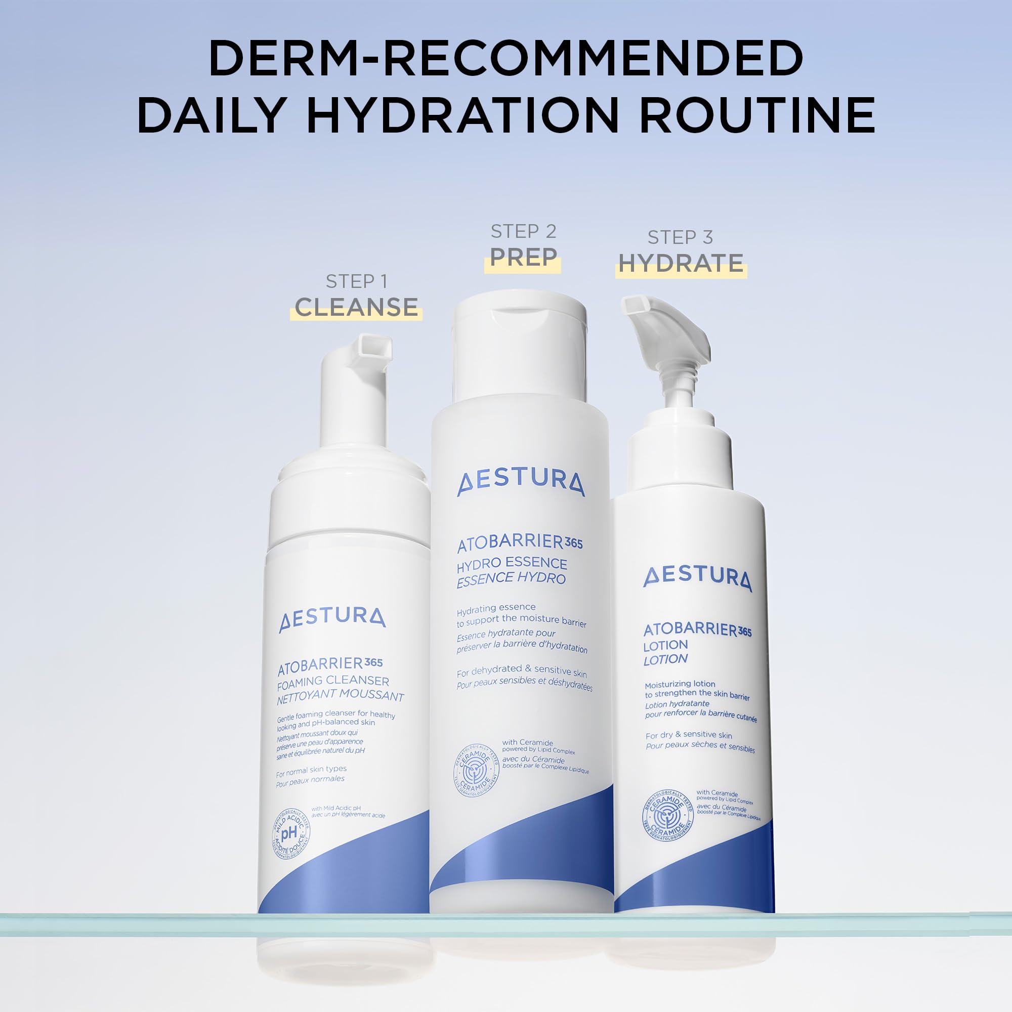 AESTURA ATOBARRIER365 fragrance-free packaging emphasizes gentle skincare.