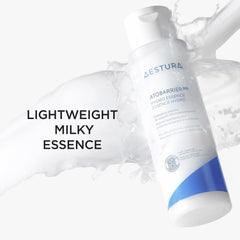 Pouring Aestura hydro essence shows a milky texture for quick absorption